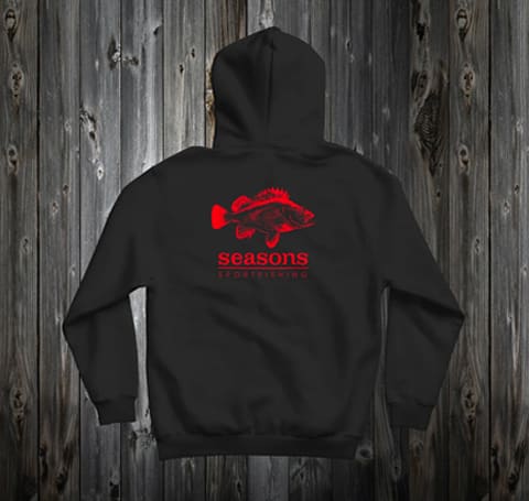 Photo of Wearable Merch: Seasons Black Hooded Sweatshirt Rock Cod